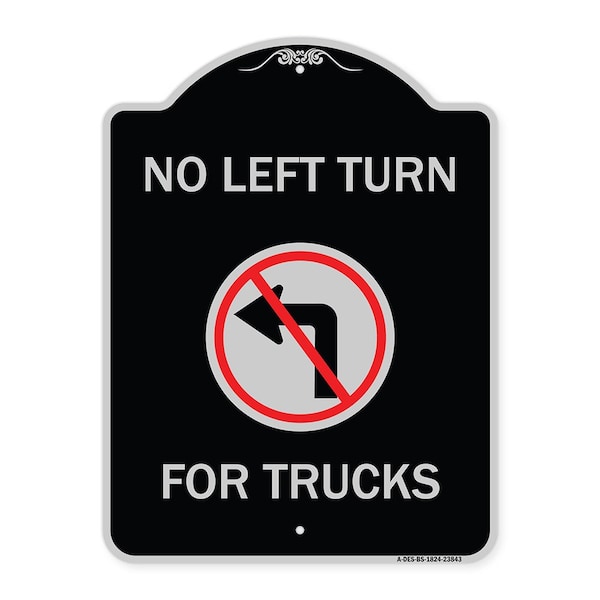 Signmission No Left Turn for Trucks W/ Graphic Heavy-Gauge Aluminum Architectural Sign, 24" x 18", BS-1824-23843 A-DES-BS-1824-23843 - main